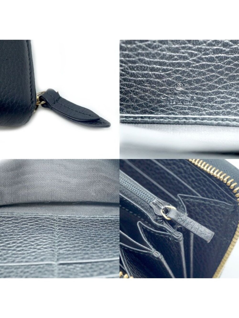 Gucci Double Zip Around Wallet Black Gold - Picture 9 of 10